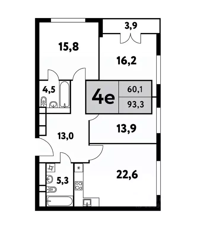 4-к кв. Москва Фестивальная ул., 15к6 (93.3 м) - Фото 0