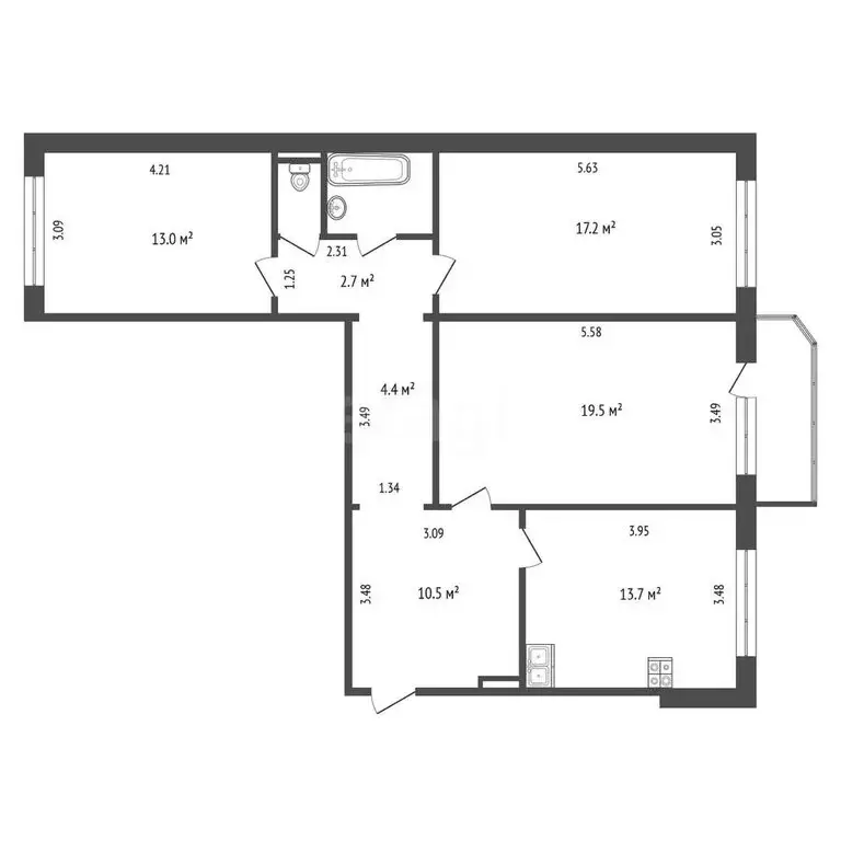 3-комнатная квартира: Тюмень, улица Московский Тракт, 163 (86.2 м) - Фото 0