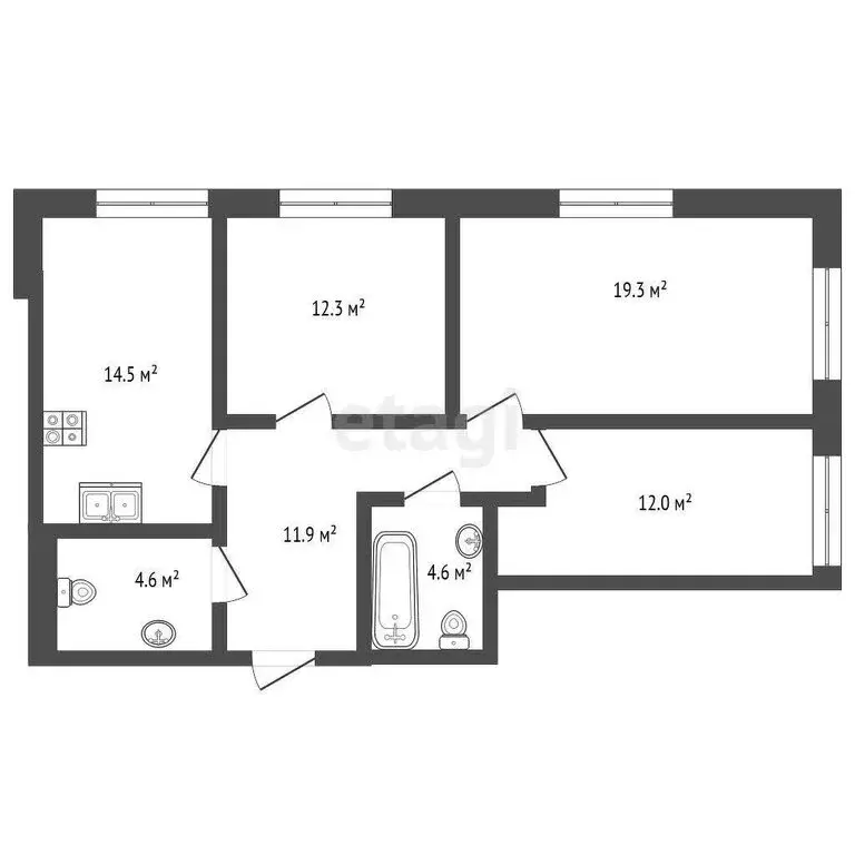 3-комнатная квартира: Пермь, улица Куйбышева, 135 (78.8 м) - Фото 0