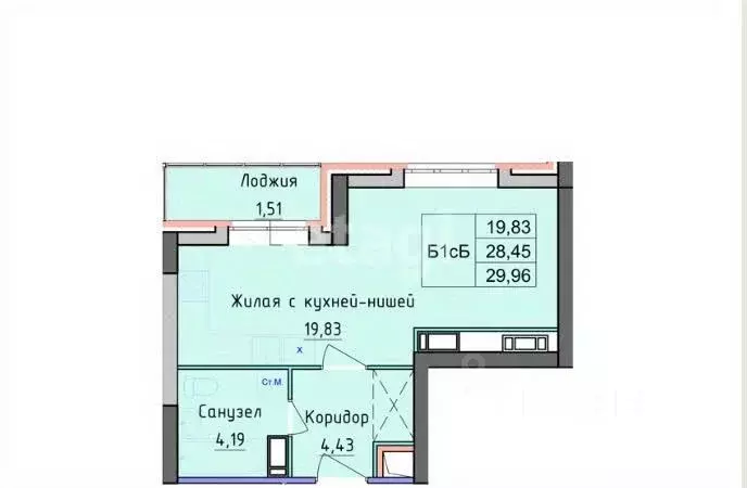 Студия Ярославская область, Ярославль Клубная ул., 42 (23.3 м) - Фото 1