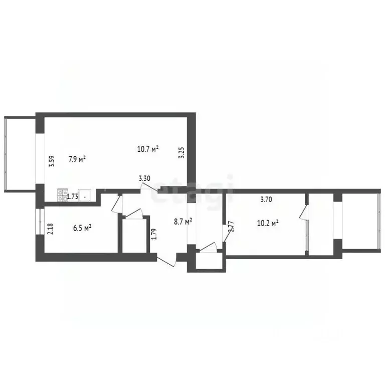 2-к кв. Крым, Симферополь ул. Киевская (57.0 м) - Фото 1