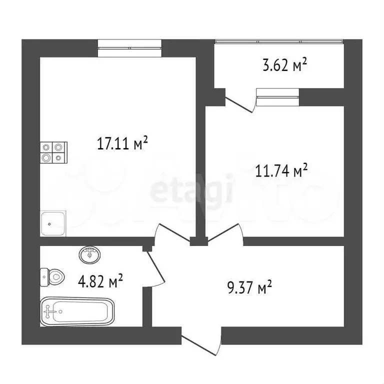 1-к. квартира, 44 м, 11/16 эт. - Фото 0