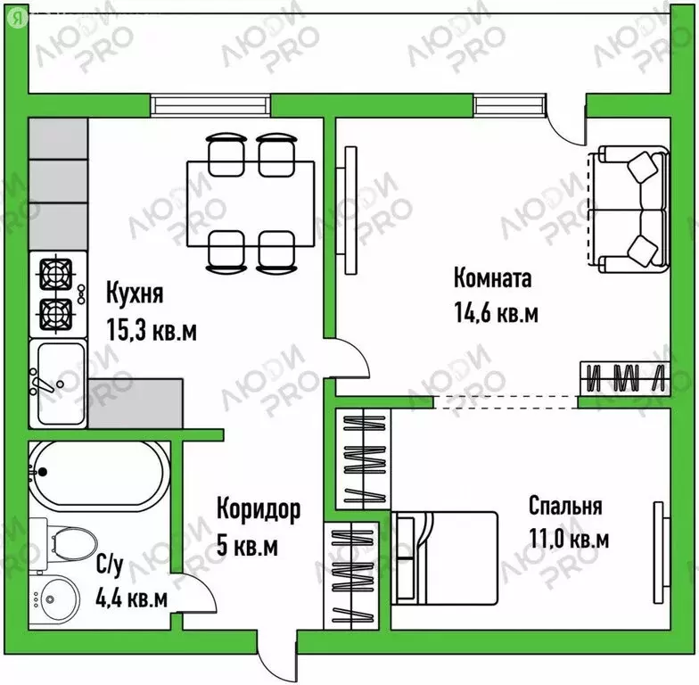 2-комнатная квартира: Киров, улица Сурикова, 37 (53 м) - Фото 1