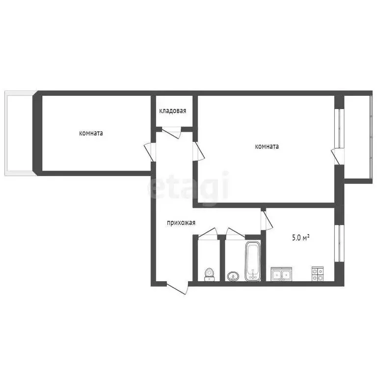 2-комнатная квартира: посёлок городского типа Красное-на-Волге, ... - Фото 1