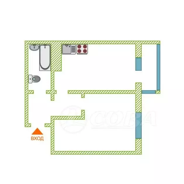 1-комнатная квартира: Тюмень, Интернациональная улица, 199к3 (39.2 м) - Фото 1