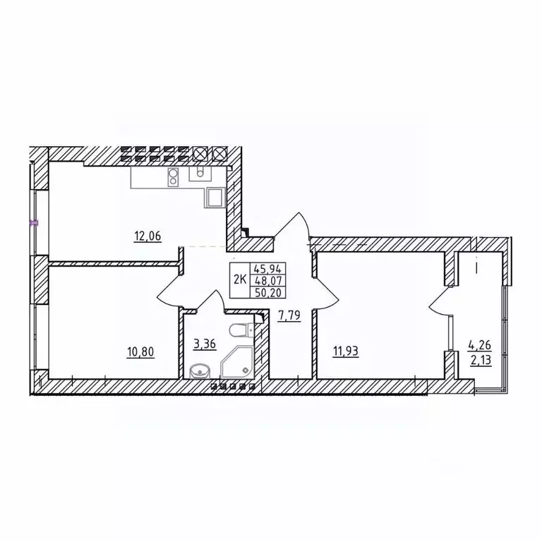 2-к кв. Калининградская область, Зеленоградск  (50.2 м) - Фото 1