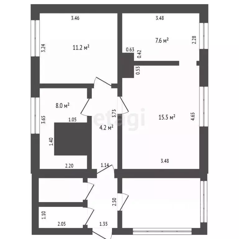 3-к кв. Вологодская область, с. Сямжа ул. Смирнова, 2 (54.0 м) - Фото 2