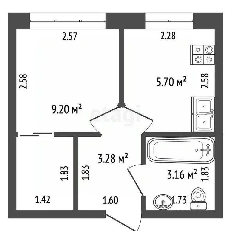 2-к кв. Крым, Ялта ул. Достоевского, 18Е (30.0 м) - Фото 1