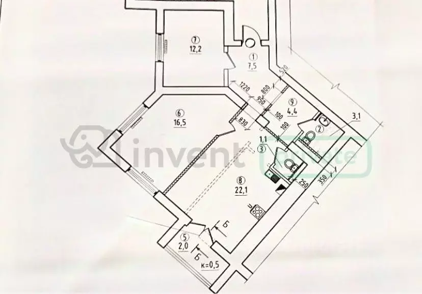 2-к кв. Калининградская область, Гурьевский муниципальный округ, пос. ... - Фото 1