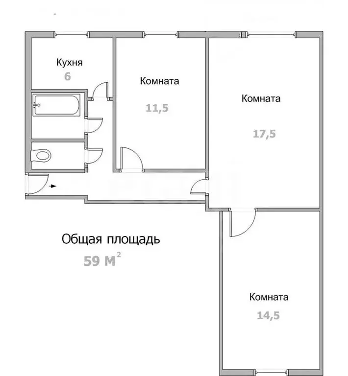 3-комнатная квартира: Тула, улица Пузакова, 1 (63.2 м) - Фото 0