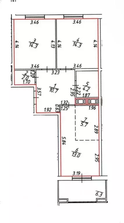 2-к кв. Санкт-Петербург наб. Миклухо-Маклая, 1к1 (67.2 м) - Фото 1