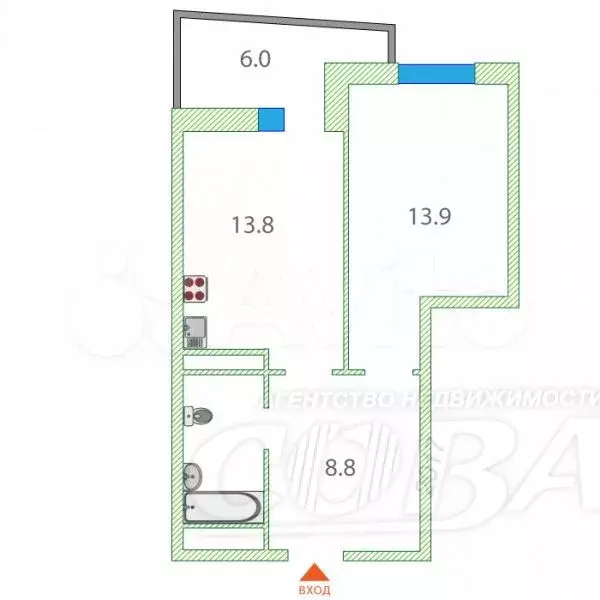1-к. квартира, 42,6 м, 7/16 эт. - Фото 0