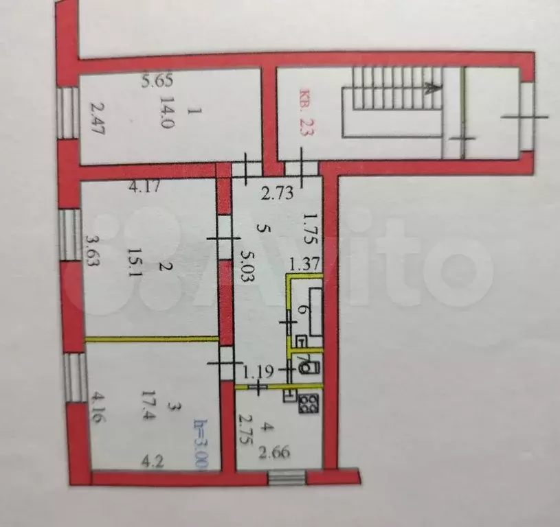 3-к. квартира, 65 м, 2/3 эт. - Фото 0