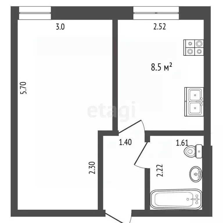 1-к кв. Калининградская область, Калининград ул. Горького, 152 (30.9 ... - Фото 2