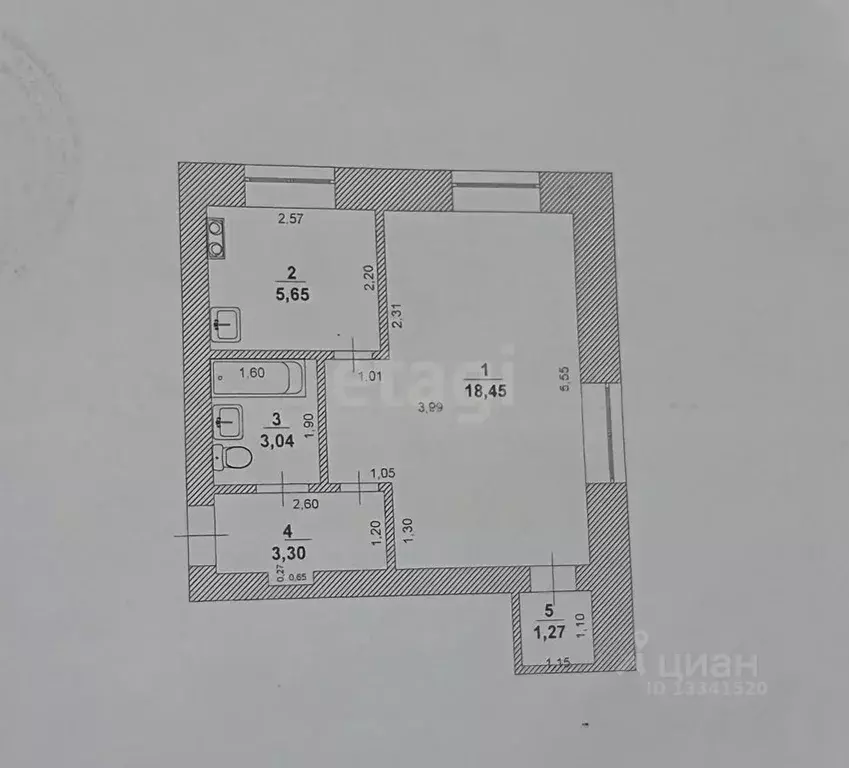 1-к кв. Ульяновская область, Ульяновск просп. Нариманова, 84 (31.7 м) - Фото 2
