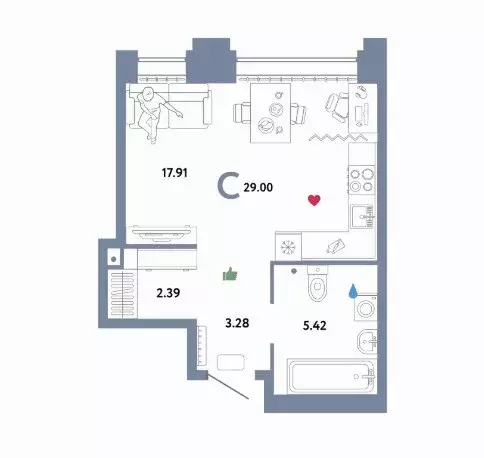 Квартира-студия: Тюмень, улица Тимофея Чаркова, 93 (30 м) - Фото 0