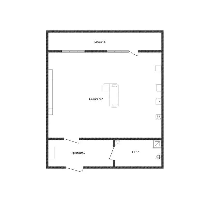 Квартира-студия: Новороссийск, улица Удалова, 10 (31.3 м) - Фото 1