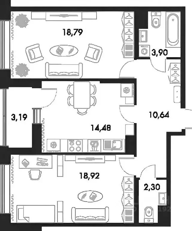 2-к кв. Санкт-Петербург Петровский просп., 22к2 (72.0 м) - Фото 1