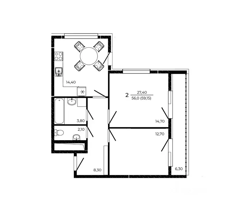 2-к кв. Ростовская область, Ростов-на-Дону Притяжение жилой комплекс ... - Фото 1