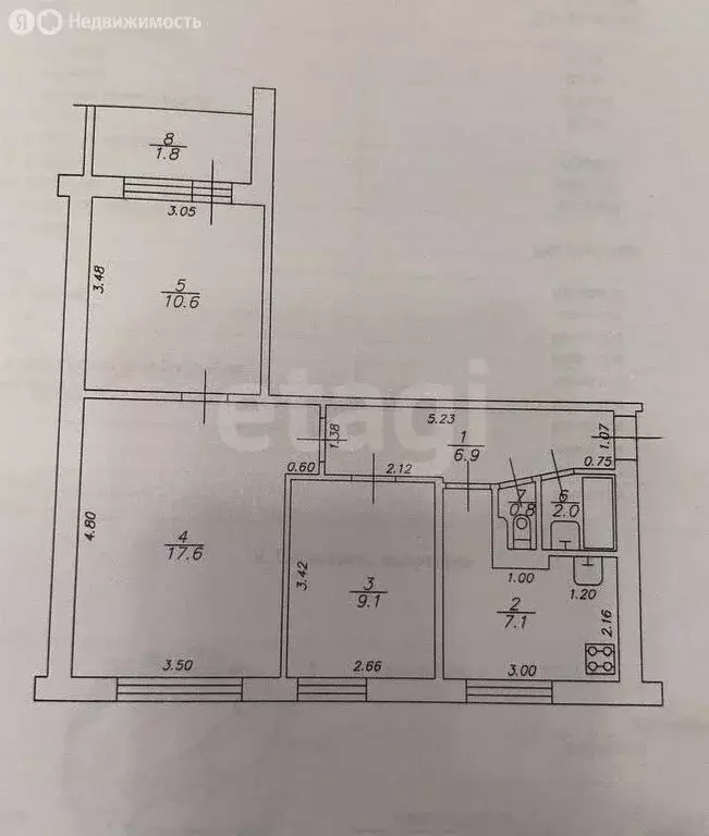 3-комнатная квартира: Казань, улица Карбышева, 33 (54.1 м) - Фото 1