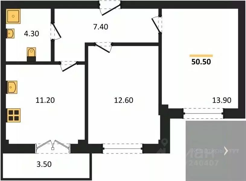 2-к кв. Воронежская область, Воронеж Цимлянская ул., 10В (50.5 м) - Фото 0