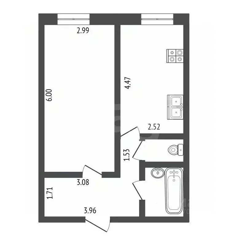1-к кв. Санкт-Петербург просп. Художников, 9К2 (32.6 м) - Фото 2