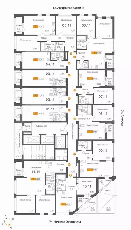 2-к. квартира, 68,7 м, 11/25 эт. - Фото 1