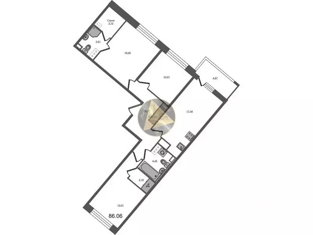 3-к кв. Санкт-Петербург Дальневосточный просп., 23 (86.06 м) - Фото 1