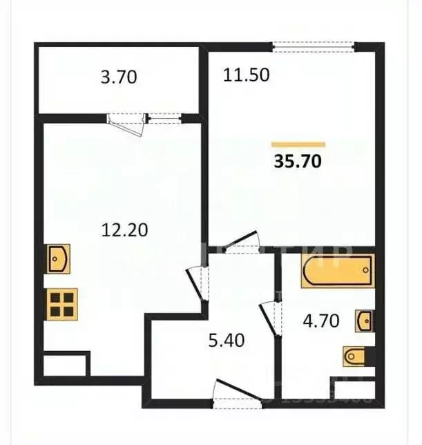 2-к кв. Свердловская область, Екатеринбург ул. Крауля, 179 (35.5 м) - Фото 1