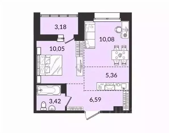 1-к кв. Иркутская область, Иркутск ул. Ивана Кочубея, 2/4 (36.68 м) - Фото 2
