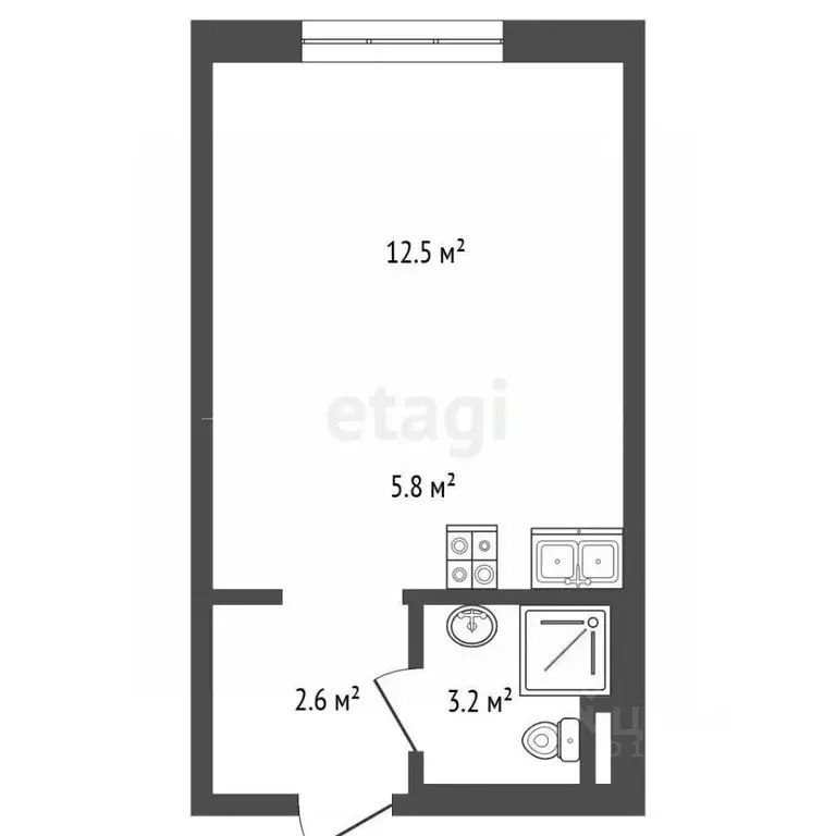 Студия Москва ул. Малая Очаковская, 4Ак1 (24.1 м) - Фото 2