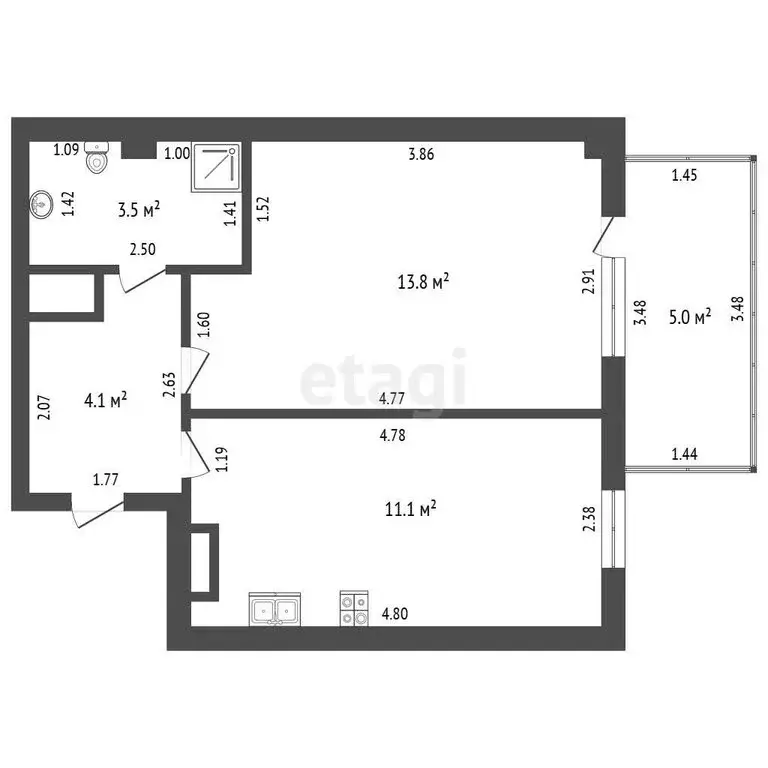 1-комнатная квартира: Севастополь, улица Николая Музыки, 25 (37.5 м) - Фото 1