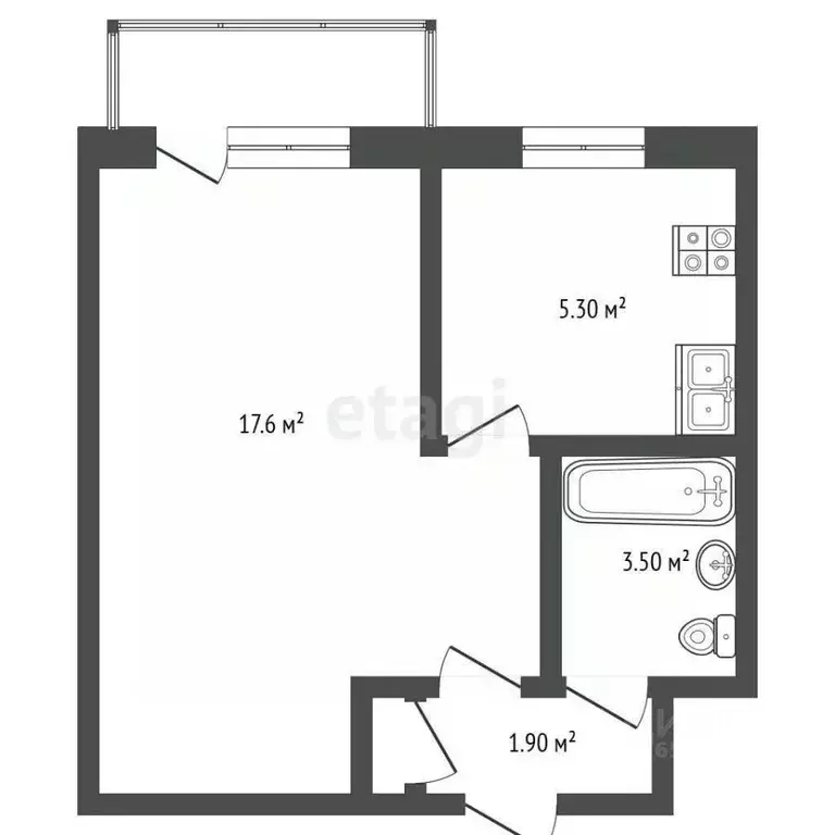 1-к кв. Севастополь ул. Академика Крылова, 7 (35.0 м) - Фото 2