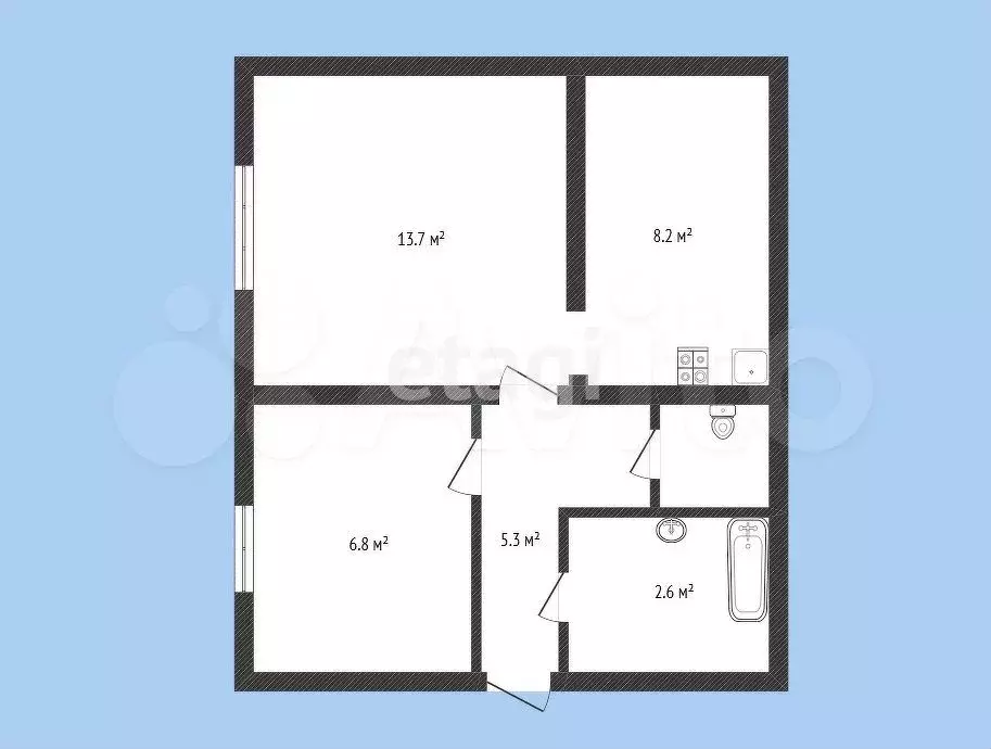 2-к. квартира, 37,7 м, 6/9 эт. - Фото 0