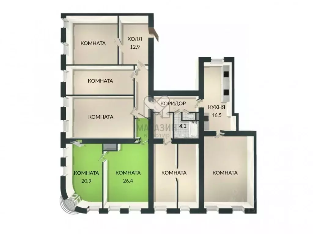 Комната Санкт-Петербург Кадетская линия, 31/22 (48.0 м) - Фото 2
