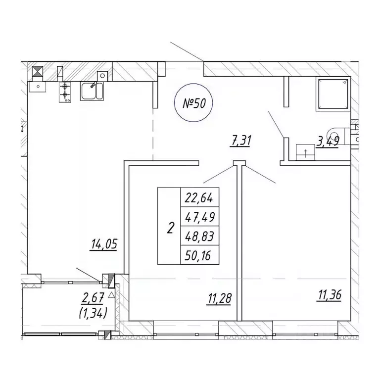 2-к кв. Калининградская область, Зеленоградск  (50.16 м) - Фото 1