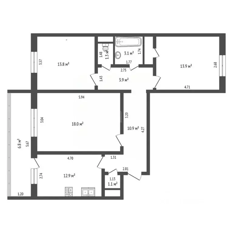 3-к кв. Ульяновская область, Ульяновск ул. Варейкиса, 50 (75.0 м) - Фото 1