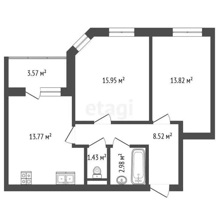 2-комнатная квартира: Ярославль, 2-я Мельничная улица, 39к2 (55.5 м) - Фото 0