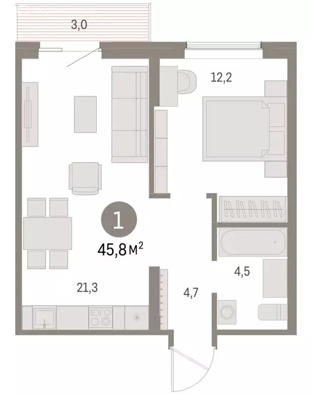 1-комнатная квартира: Курган, жилой район Центральный, ЖК Дом Кино ... - Фото 2