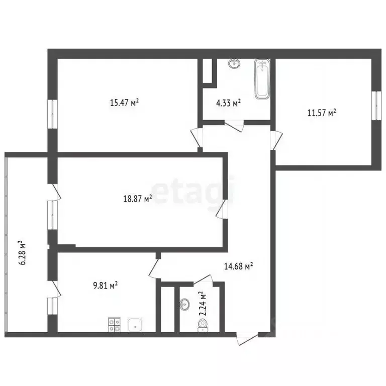 3-к кв. Воронежская область, Воронеж бул. Олимпийский, 12 (80.11 м) - Фото 1