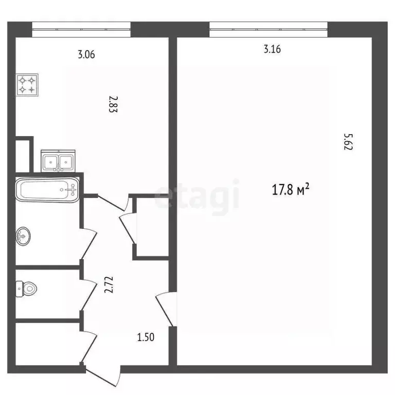1-к кв. Санкт-Петербург ул. Ушинского, 31 (33.7 м) - Фото 1