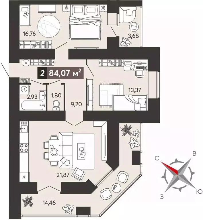 2-к кв. Пензенская область, Пенза ул. 8 Марта, 31к5 (84.07 м) - Фото 0