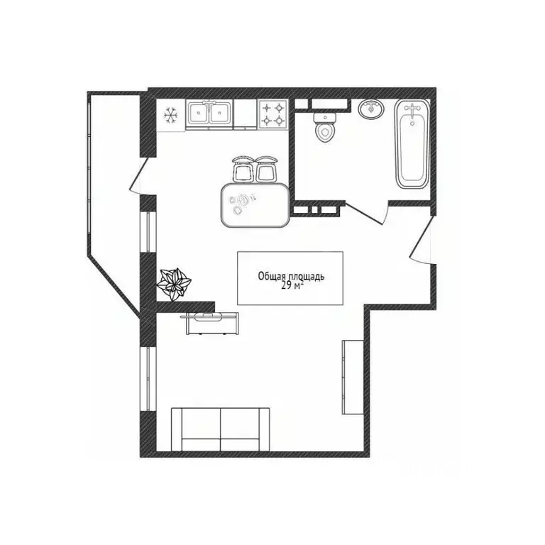 Студия Новосибирская область, Новосибирск Гурьевская ул., 177/1 (29.0 ... - Фото 2