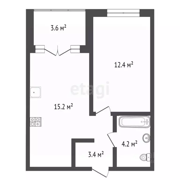 1-к кв. Тюменская область, Тюмень ул. Ильи Кургузова, 4 (35.37 м) - Фото 0