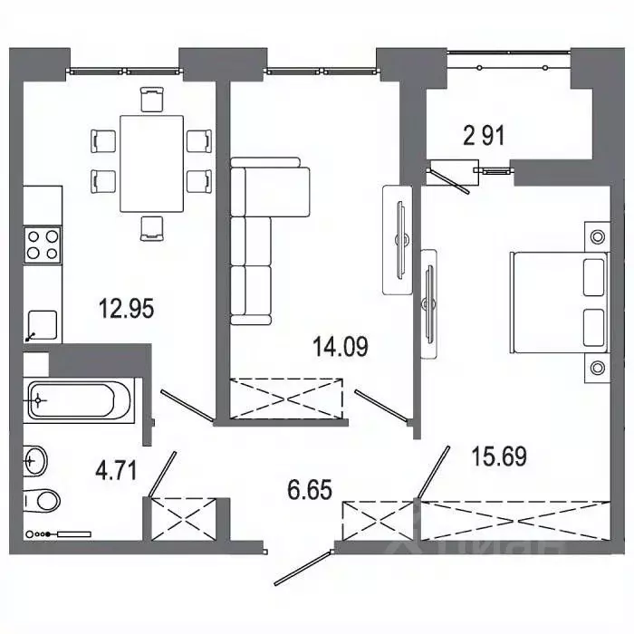 2-к кв. Иркутская область, Иркутск ул. Ивана Доронина, 7 (57.0 м) - Фото 0