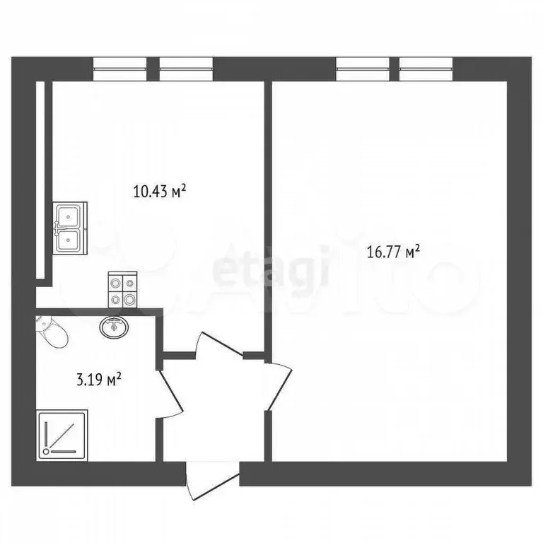 1-к. квартира, 37 м, 5/6 эт. - Фото 0