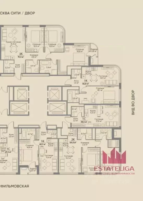 Студия Москва Мосфильмовская ул., 100 (28.5 м) - Фото 2