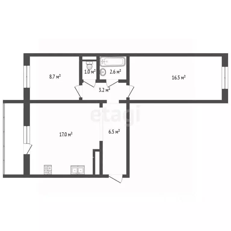 2-к кв. Челябинская область, Челябинск ул. Толбухина, 3 (56.2 м) - Фото 2