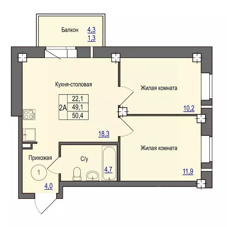 2-к кв. Псковская область, Псковский район, Завеличенская волость, д. ... - Фото 1