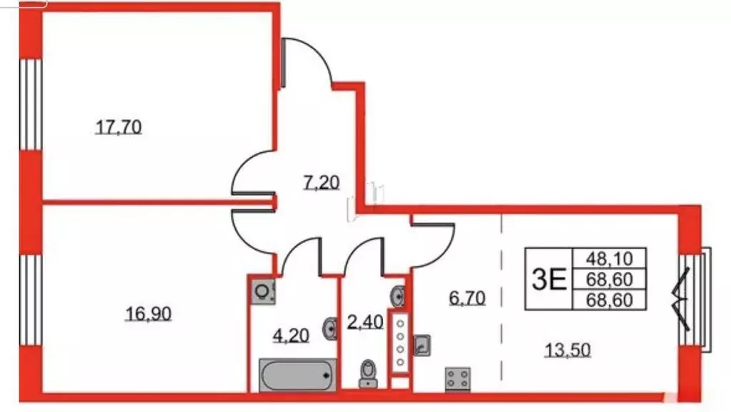 2-к кв. Санкт-Петербург Петровский просп., 9к2 (69.0 м) - Фото 1